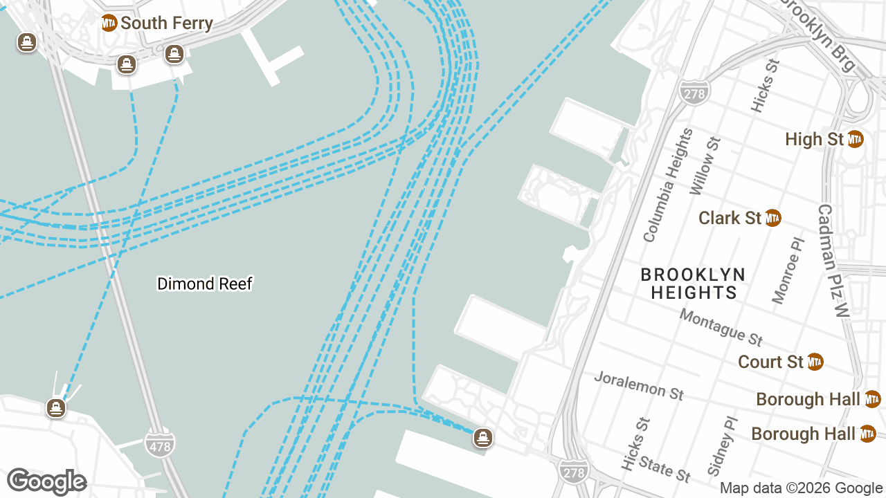 Approximate location of Brooklyn Bridge