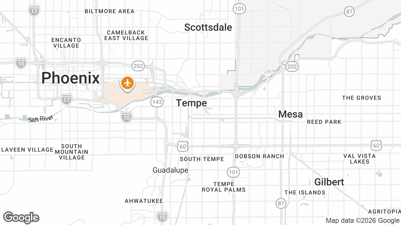 Approximate location of ASU Art Museum at night